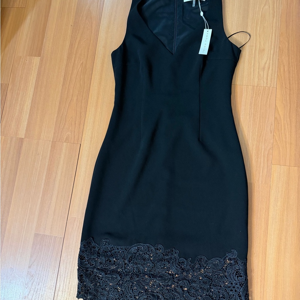 Trina Turk Black Dress with Lace Detail